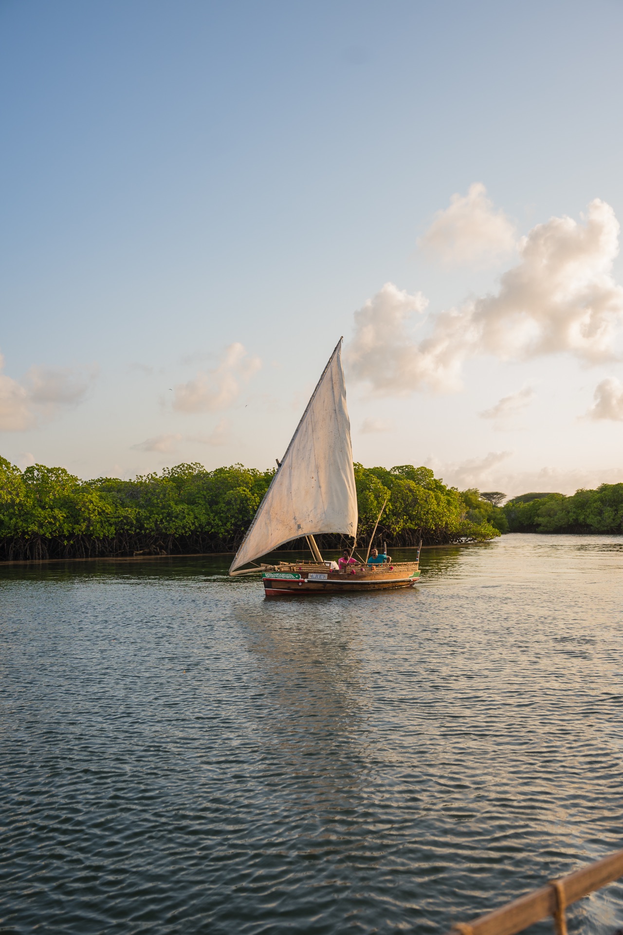 A dhow sailing the Lamu channel